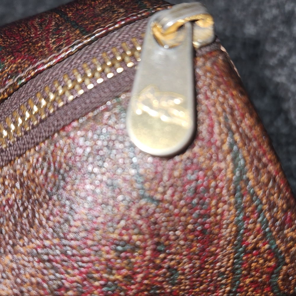 Etro Paisley print Papillon bag in brown PVC-coated canvas with leather trim - Picture 8 of 10